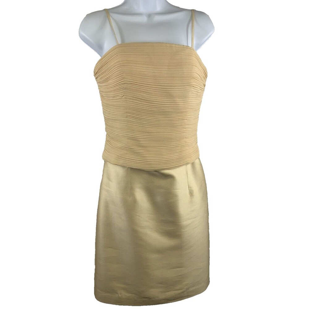MON CHERI Size 6 Occasions Dress Strap Bustier Ruche Top Satin Bottom Zip Up Y2K